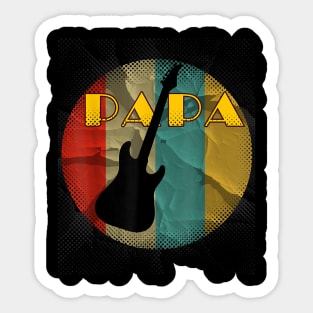 Retro Vintage Guitar Bass Papa Guitarist Musical Lover Sticker